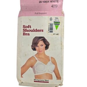 Vintage Montgomery Ward Soft Shoulders Bra 40D White NOS‎ w/ Box 1970s-80s